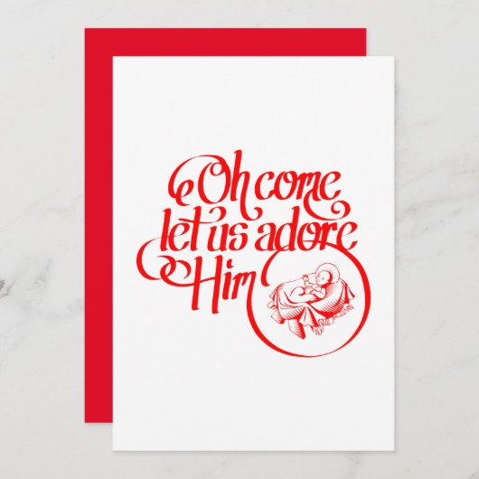 Oh come let us adore Him Feestdagenkaart (Voorkant / Achterkant)