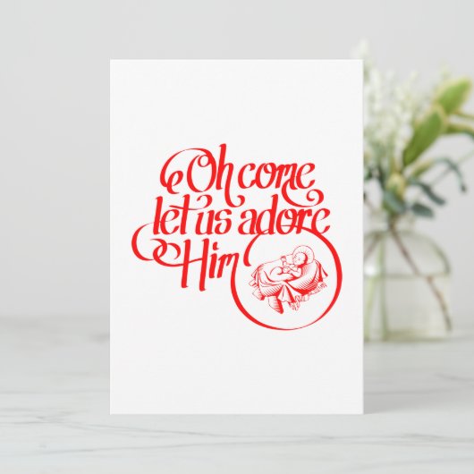 Oh come let us adore Him Feestdagenkaart (Staand voorkant)