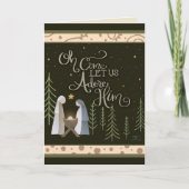 Oh Come Let Us Adore Him Jesus Christmas  Kaart (Voorkant)