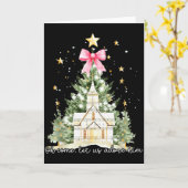 Oh Come Let Us Adore Him Jesus Christmas Tree Coqu Kaart (Gele Bloem)