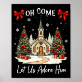 Oh Come Let Us Adore Him Jesus Christmas Xmas Tree Poster (Voorkant)