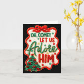 Oh Come Let Us Adore Him Yarn Crochet Nativity Chr Kaart (Gele Bloem)