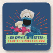 Oh Cookie Monster! Ik heb dit leuk voor je. Bier Onderzetter (Voorkant)
