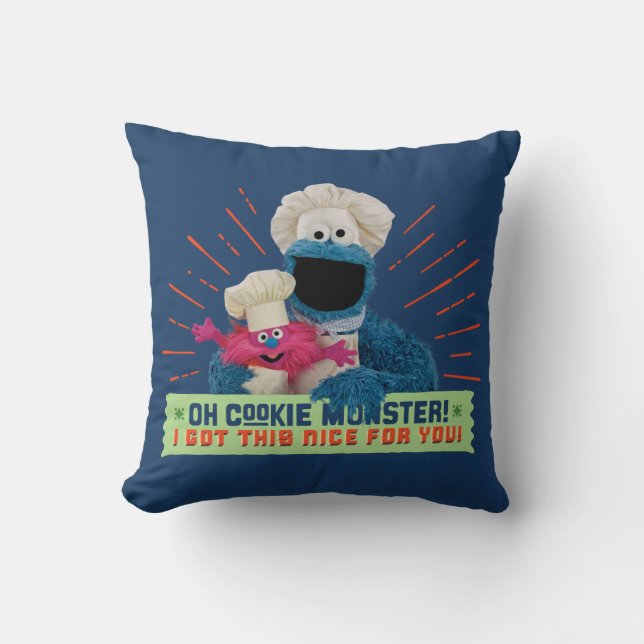 Oh Cookie Monster! Ik heb dit leuk voor je. Kussen (Voorkant)