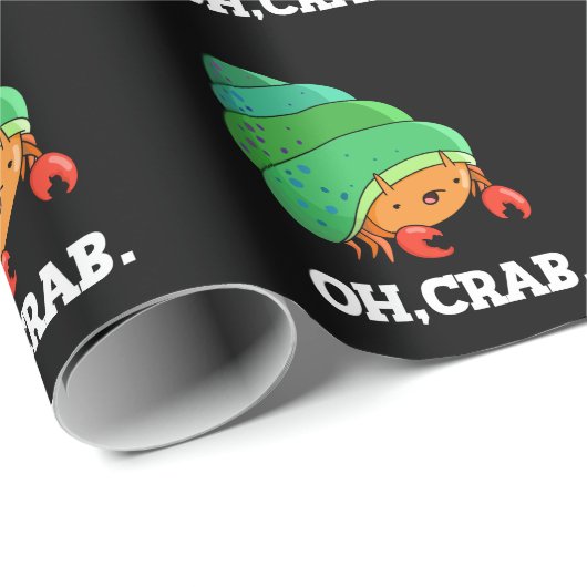 Oh Crab Funny Crab Phrase Dark BG Cadeaupapier (Rol Hoek)