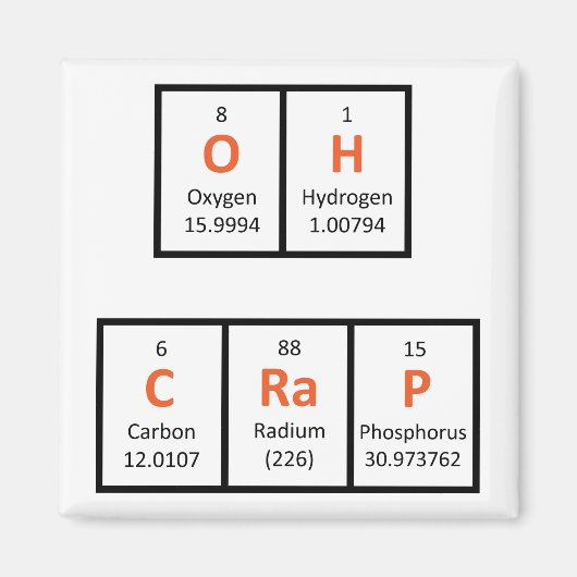 Oh crap periodieke tafelmagneet magneet (Voorkant)
