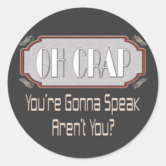 Oh Crap Ronde Sticker (Voorkant)