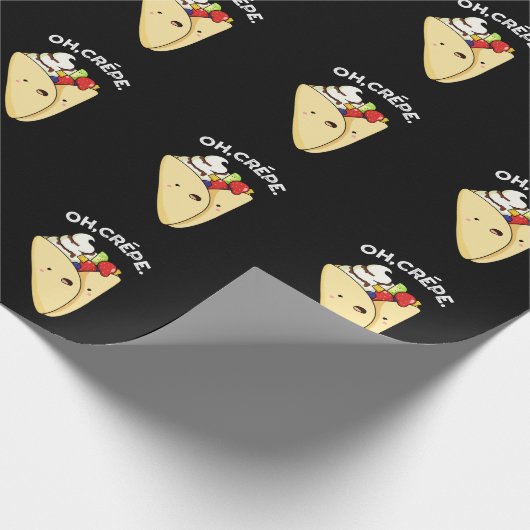 Oh Crepe Funny Food Pun Dark BG Cadeaupapier (Hoek)