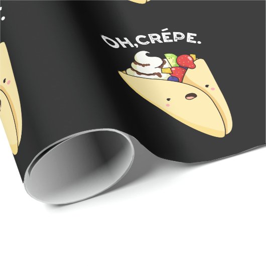 Oh Crepe Funny Food Pun Dark BG Cadeaupapier (Rol Hoek)