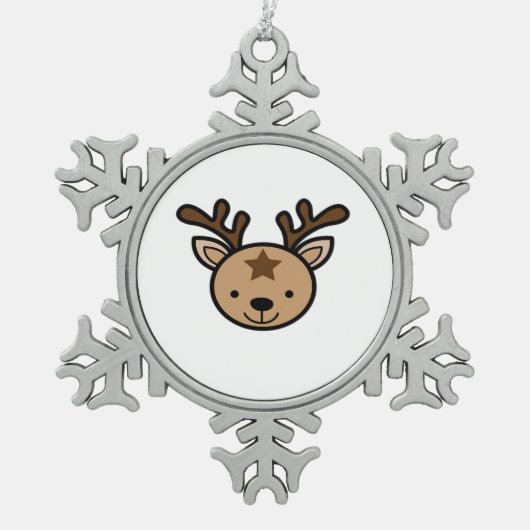 Oh Cute Deer Minimal Design  Tin Sneeuwvlok Ornament (Voorkant)