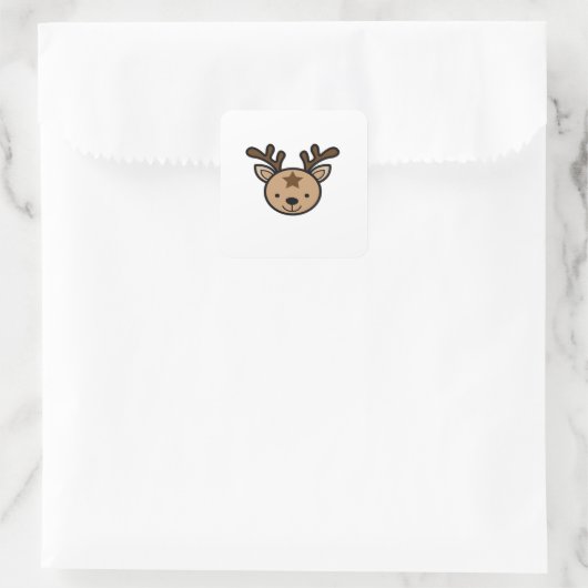 Oh Cute Deer Minimal Design  Vierkante Sticker (Tas)