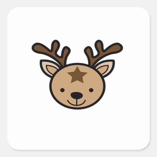Oh Cute Deer Minimal Design Vierkante Sticker (Voorkant)