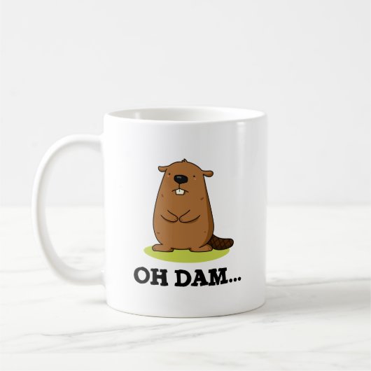 Oh Dam Funny Beaver Pun Koffiemok (Links)