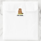 Oh Dam Funny Beaver Pun Ronde Sticker (Tas)
