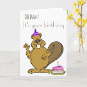 Oh Dam Het is je Birthday Beaver Kaart (Gele Bloem)