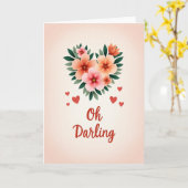 Oh Darling Hart Bloemen Kaart (Gele Bloem)