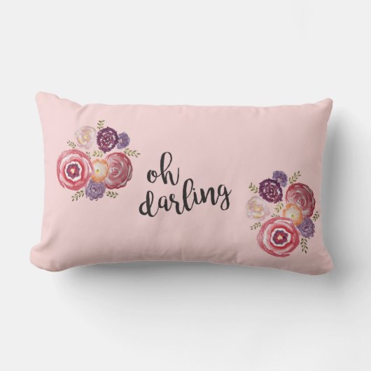 Oh Darling Quote Flower Painting Pillow Kussen (Voorkant)