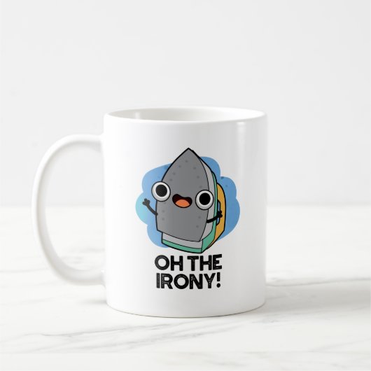 Oh de Irony Funny Iron Pun Koffiemok (Links)