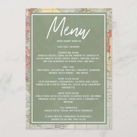 "Oh de plaatsen..." Baby Shower Menu (Voorkant)