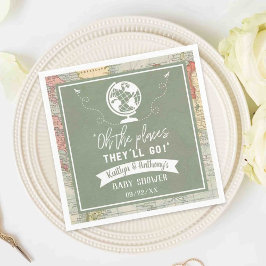 "Oh de plaatsen die ze zullen gaan!" Baby shower r Servet