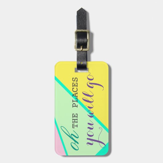 Oh, de plaatsen u zal Helder Kleuren Modern Bagagelabel (Voorkant verticaal)
