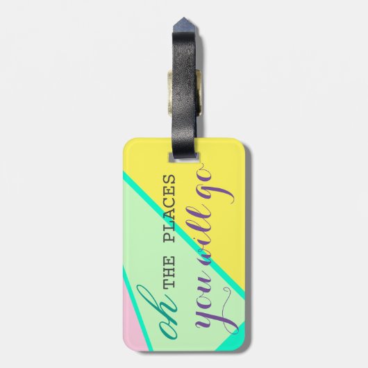 Oh, de plaatsen u zal Helder Kleuren Modern Bagagelabel (Achterkant verticaal)