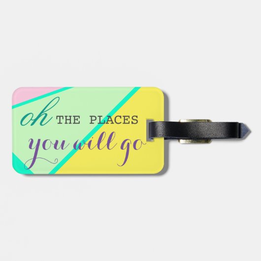 Oh, de plaatsen u zal Helder Kleuren Modern Bagagelabel (Achterkant horizontaal)