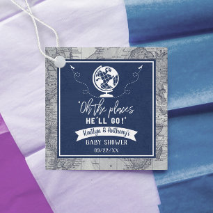 "Oh de plaatsen waar hij zal gaan!" Baby shower re Bedankjes Labels