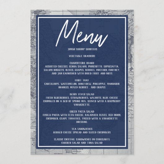 "Oh de plaatsen waar hij zal gaan!" Baby shower re Menu (Voorkant)