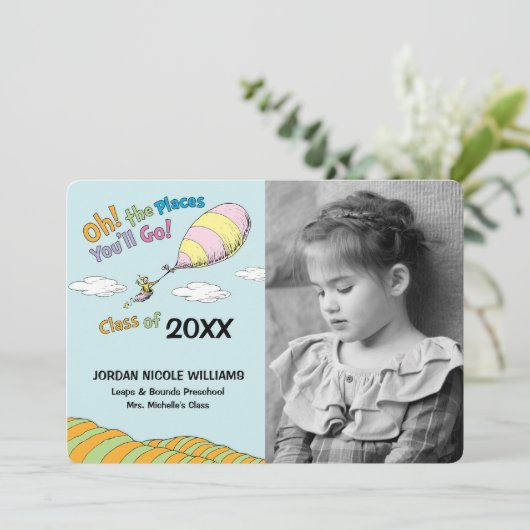 Oh, de plaatsen waar je gaat! Aankondiging afstude (Staand voorkant)