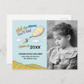 Oh, de plaatsen waar je gaat! Aankondiging afstude Briefkaart (Voorkant / Achterkant)