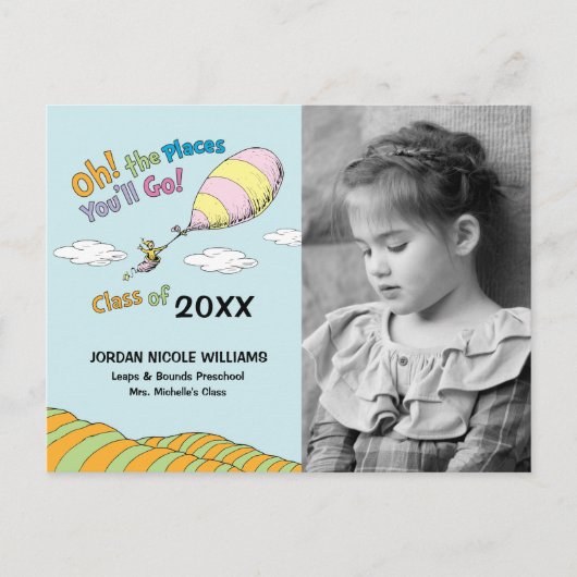 Oh, de plaatsen waar je gaat! Aankondiging afstude Briefkaart (Voorkant)
