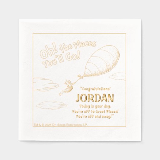 Oh, de plaatsen waar je gaat! Aankondiging afstude Folie Servetten (Voorkant)