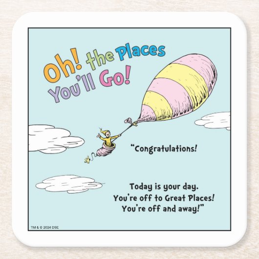 Oh, de plaatsen waar je gaat! Afgestudeerd Kartonnen Onderzetters (Voorkant)