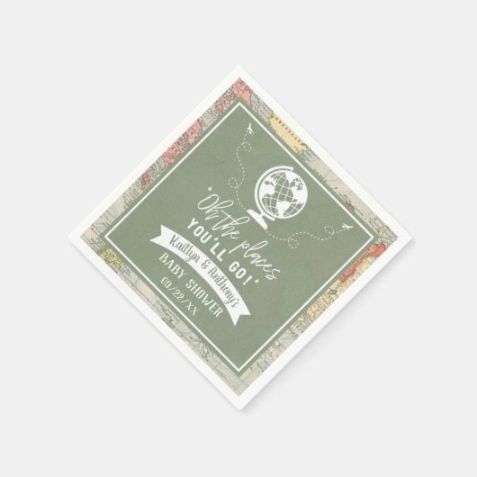 "Oh de plaatsen waar je heen gaat!" Baby shower re Servet (Hoek)