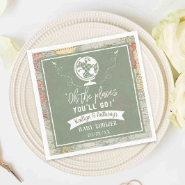 "Oh de plaatsen waar je heen gaat!" Baby shower re Servet