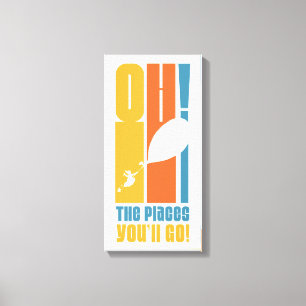 Oh, de plaatsen waar je heen gaat! Lange retrotypo Canvas Afdruk