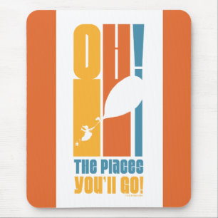 Oh, de plaatsen waar je heen gaat! Lange retrotypo Muismat