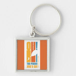 Oh, de plaatsen waar je heen gaat! Lange retrotypo Sleutelhanger