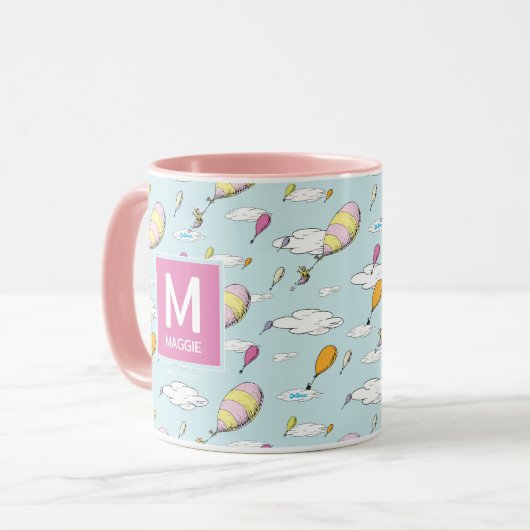 Oh, de plaatsen waar je heen gaat! Monogram & Naam Mok (Voorkant links)