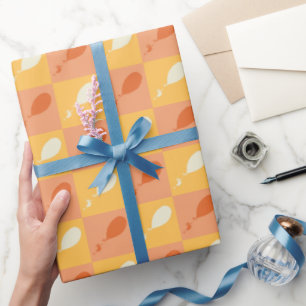 Oh, de plaatsen waar je heen gaat   Oranje blokpat Cadeaupapier