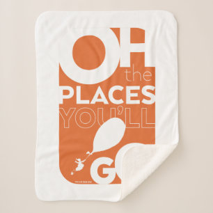 Oh, de plaatsen waar je heen gaat! Oranje typograf Sherpa Deken