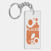 Oh, de plaatsen waar je heen gaat! Oranje typograf Sleutelhanger (Voorkant Links)