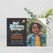 Oh, de plaatsen waar je heen gaat! Retro Afstudere Kaart (Staand voorkant)