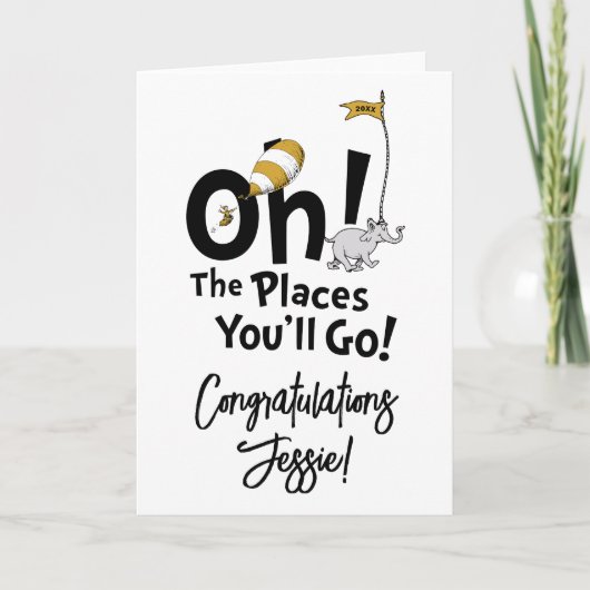 Oh, de plaatsen waar je heen gaat! Retro Afstudere Kaart (Voorkant)