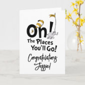 Oh, de plaatsen waar je heen gaat! Retro Afstudere Kaart (Gele Bloem)
