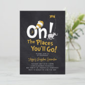 Oh, de plaatsen waar je heen gaat! Retro Afstudere Kaart (Staand voorkant)