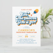 Oh, de plaatsen waar je heen gaat! Retro Afstudere Kaart (Staand voorkant)