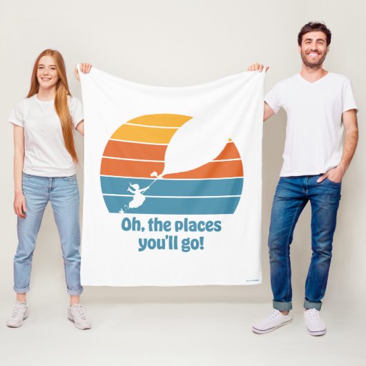 Oh, de plaatsen waar je heen gaat! Retro zonsonder Fleece Deken (In situ)