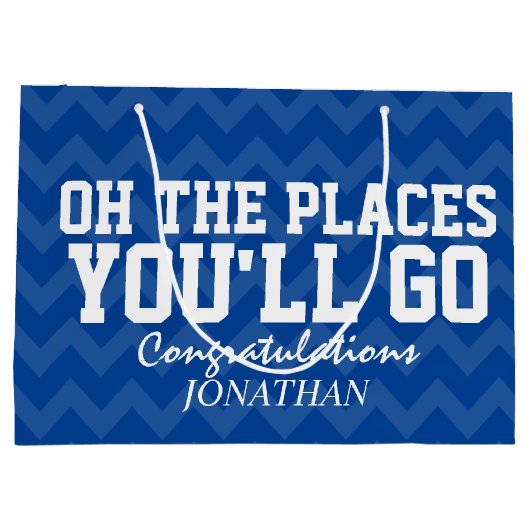 Oh de plaatsen waar je marineblauw Afstuderen Groot Cadeauzakje (Achterkant)
